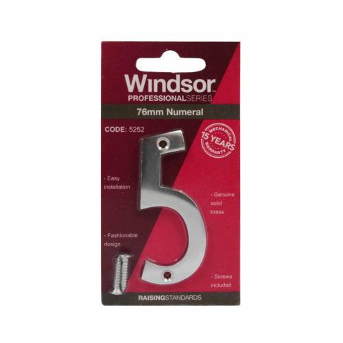 Elements Hardware Modern Numeral #5 76mm Satin Chrome Finish