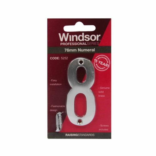 Elements Hardware Modern Numeral #8 76mm Satin Chrome Finish