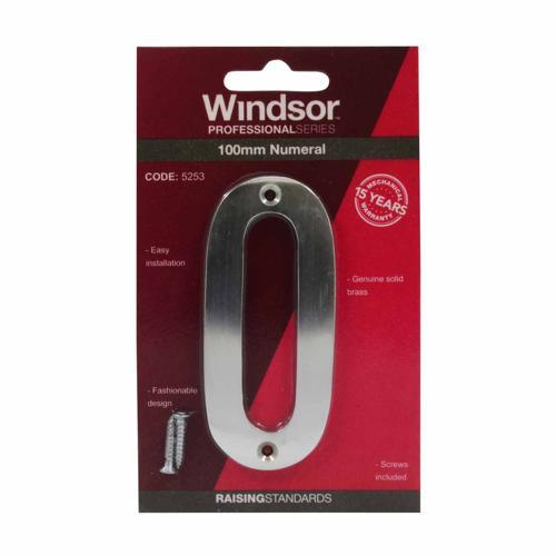 Elements Hardware Modern Numeral #0 100mm Satin Chrome Finish