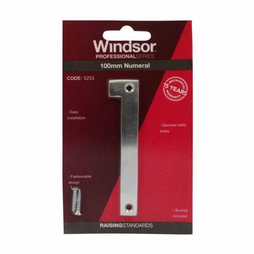 Elements Hardware Modern Numeral #1 100mm Satin Chrome Finish