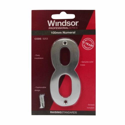 Elements Hardware Modern Numeral #8 100mm Satin Chrome Finish