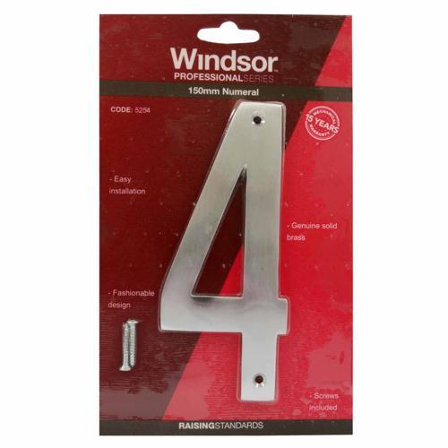 Elements Hardware Modern Numeral #4 150mm Satin Chrome Finish