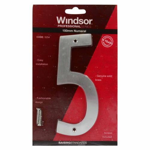Elements Hardware Modern Numeral #5 150mm Satin Chrome Finish