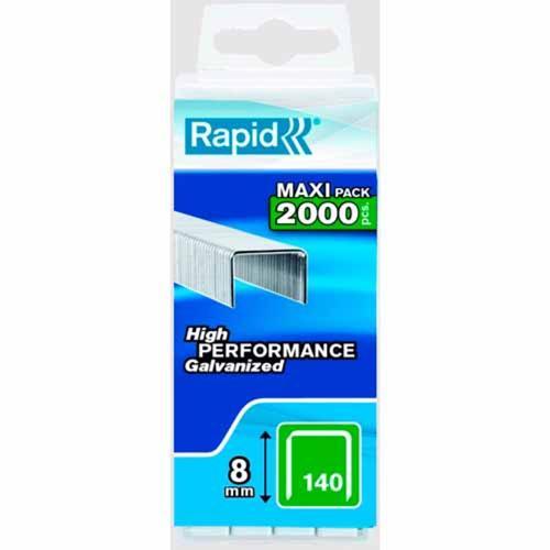 Rapid 140 Series Flat Wire Staples 8mm Pack of 2000 Galvanised