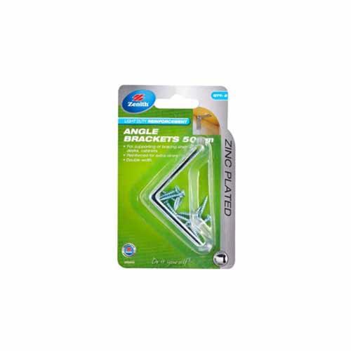 Zenith Heavy Duty Angle Bracket 50mm Zinc Plated Pack of 2