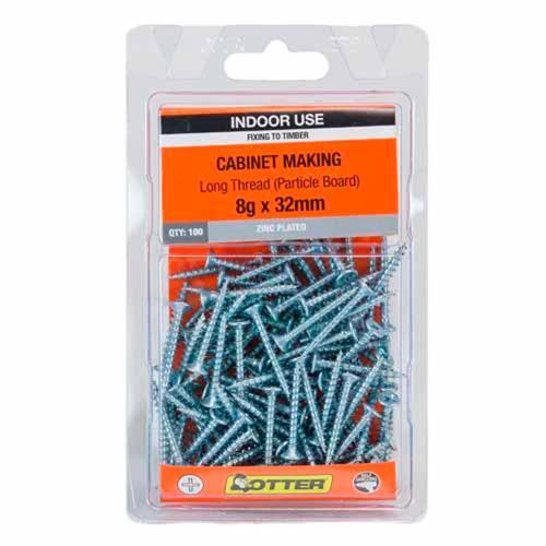Otter Cabinet Making Screws 8g X 32mm Pack of 100 Zinc Plated