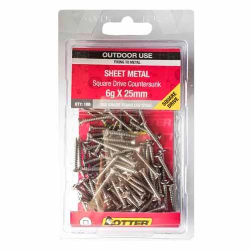 Otter Sheet Metal Screws 6g X 25mm Pack of 100 Stainless Steel
