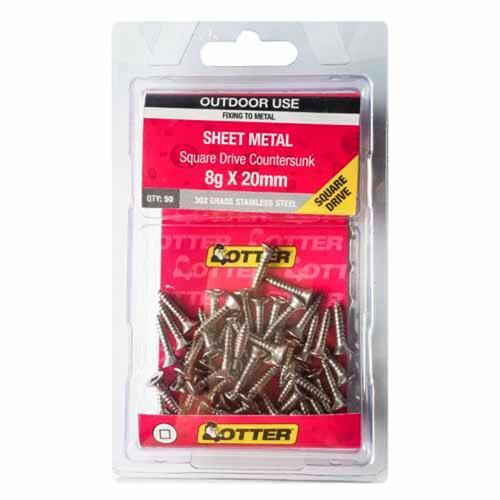 Otter Sheet Metal Screws 8g X 20mm Pack of 50 Stainless Steel SECS08202SQ