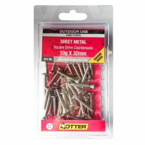 Otter Sheet Metal Screws 10g X 32mm Pack of 50 Stainless Steel