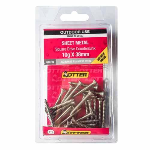 Otter Sheet Metal Screws 10g X 38mm Pack of 25 Stainless Steel