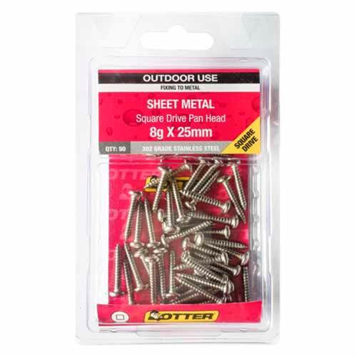 Otter Sheet Metal Screws 8g X 25mm Pack of 50 Stainless Steel SEPS08252SQ