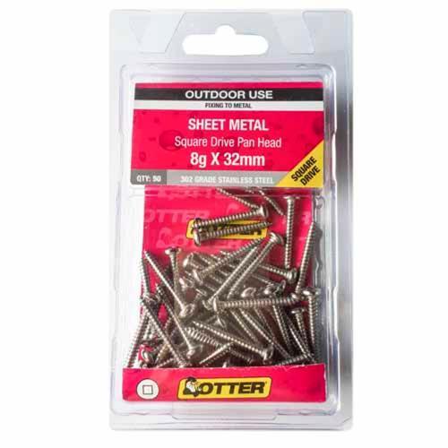 Otter Sheet Metal Screws 8g X 32mm Pack of 50 Stainless Steel SEPS08322SQ