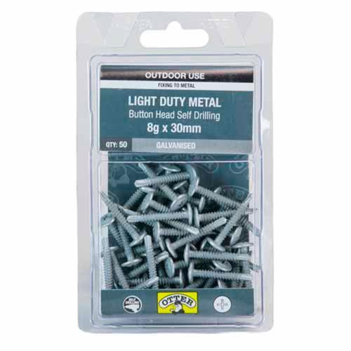 Otter Light Duty Metal Screws 8g X 30mm Pack of 50 Galvanised SLAG08302