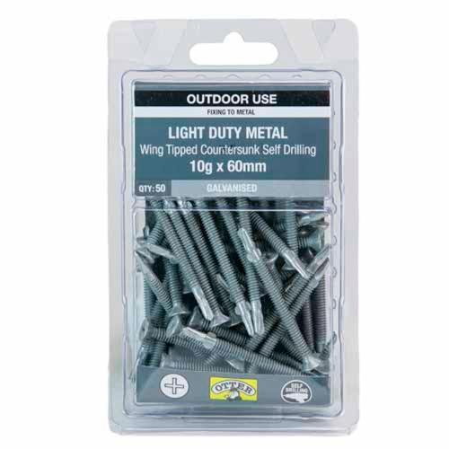 Otter Light Duty Metal Screws 10g X 60mm Pack of 50 Galvanised