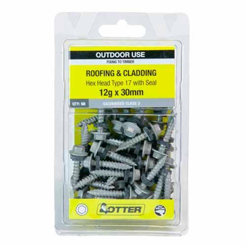 Otter Roofing & Cladding Timber Screws 12g X 30mm Pack of 50 Galvanised