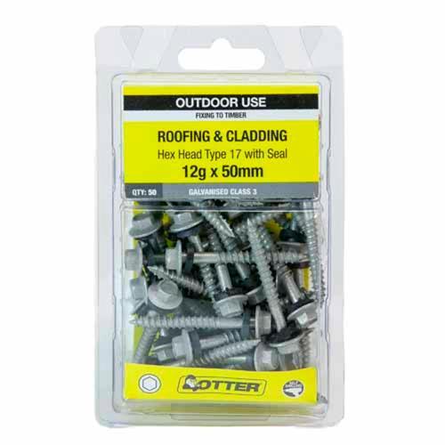 Otter Roofing & Cladding Timber Screws 12g X 50mm Pack of 50 Galvanised