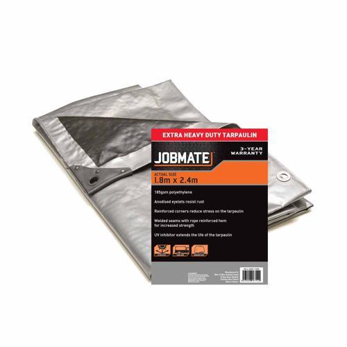 Jobmate Tarpaulin Extra Heavy Duty 1.8m X 2.4m Silver/Black