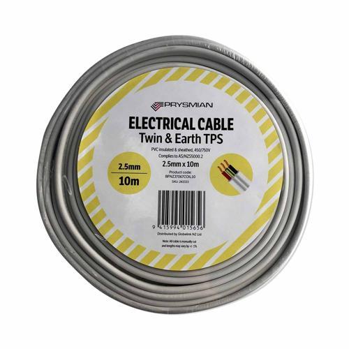 Prysmian TPS Twin & Earth Cable 2.5mm X 10m White