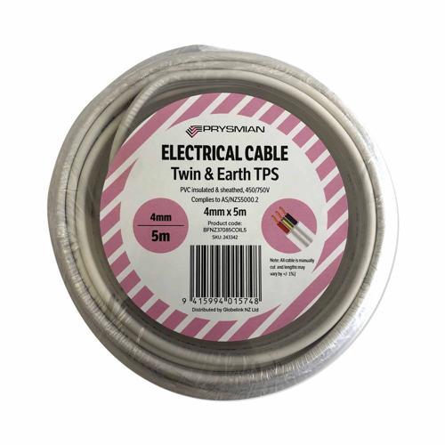 Prysmian TPS Twin & Earth Cable 4mm X 5m White