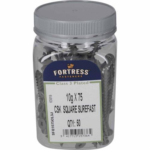 Fortress Chipboard Screws 10g X 75mm Galvanised Pack of 50