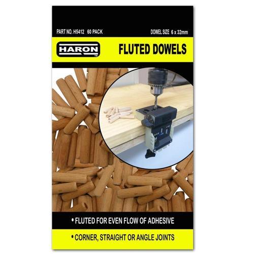 Haron Fluted Dowels 6mm Pack of 60