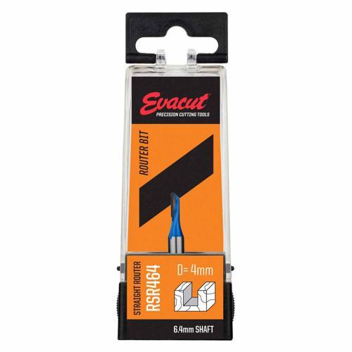 Evacut Router Bit Straight Shank: 6.4mm Dia: 4mm Blue And Grey