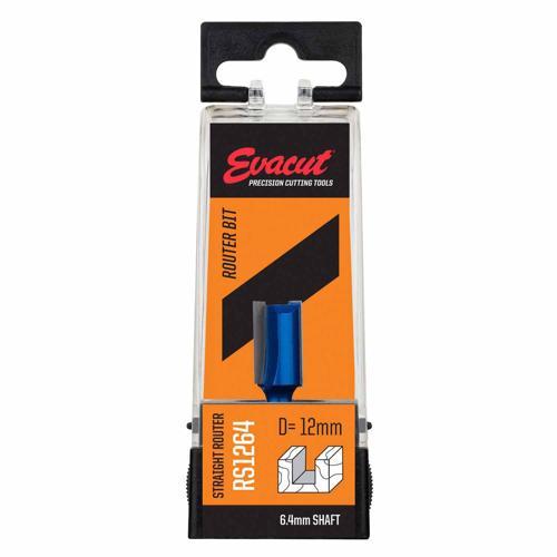 Evacut Router Bit Straight Shank: 6.4mm Dia: 12mm Blue And Grey