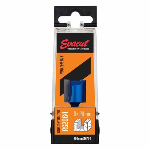 Evacut Router Bit Straight Shank: 6.4mm Dia: 20mm Blue And Grey