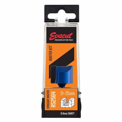 Evacut Router Bit Straight Shank: 6.4mm Dia: 25mm Blue And Grey