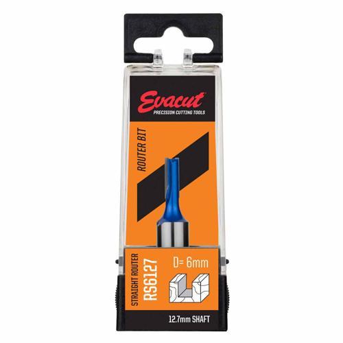 Evacut Router Bit Straight Shank: 12.7mm Dia: 6mm Blue And Grey