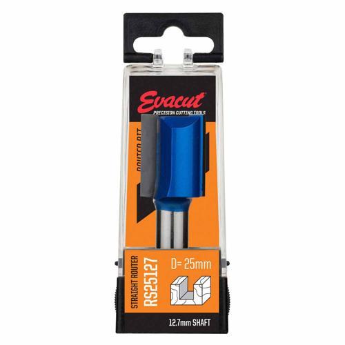 Evacut Router Bit Straight Shank: 12.7mm Dia: 25mm Blue And Grey