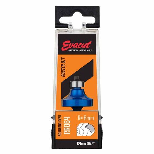 Evacut Router Bit Rounding Over Shank: 6.4mm Radius: 8mm Blue And Grey