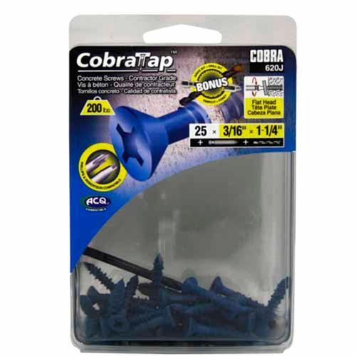 Cobra Concrete Screws Countersunk Head 25 Pack 4.5mm X 32mm Pack of 25