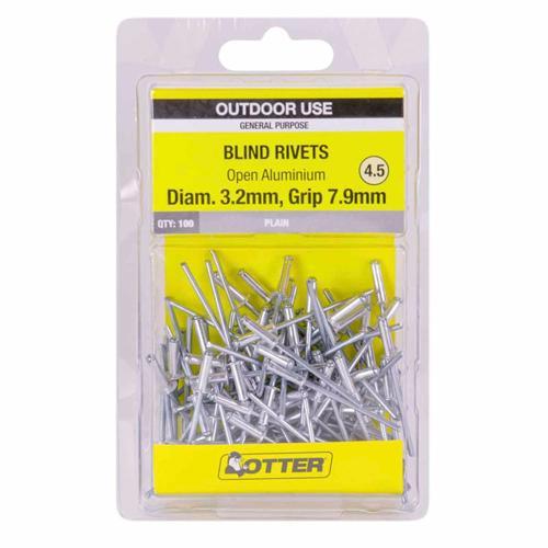 Otter Blind Rivets 4.5 Pack of 100 Aluminium