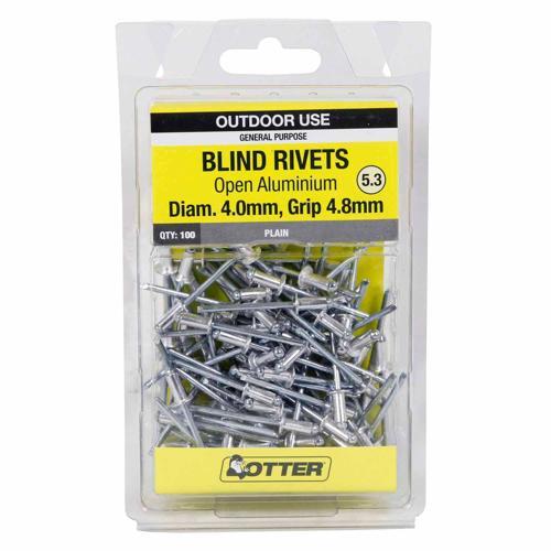 Otter Blind Rivets 5.3 Pack of 100 Aluminium
