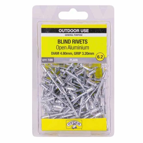 Otter Blind Rivets 6.2 Pack of 100 Aluminium