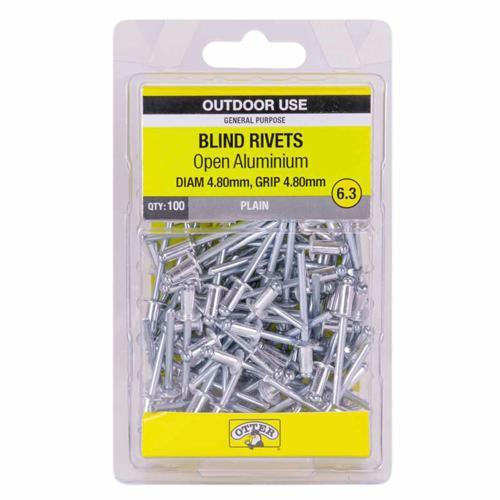 Otter Blind Rivets 6.3 Pack of 100 Aluminium