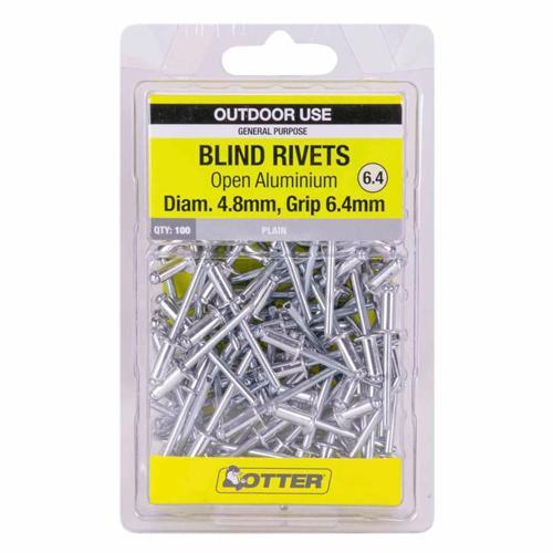 Otter Blind Rivets 6.4 Pack of 100 Aluminium RVOA48643