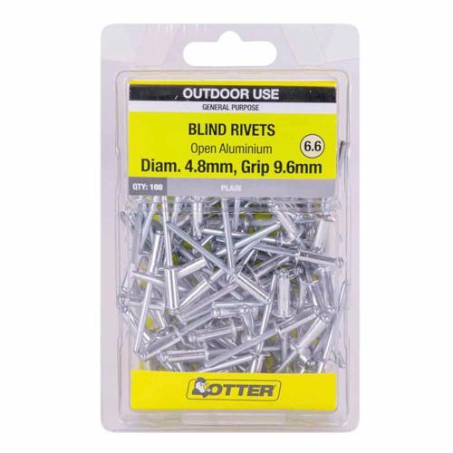 Otter Blind Rivets 6.6 Pack of 100 Aluminium RVOA48963
