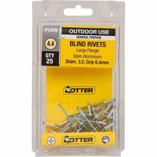 Otter Blind Rivets 4.4 Pack of 25 Aluminium RVLF32641