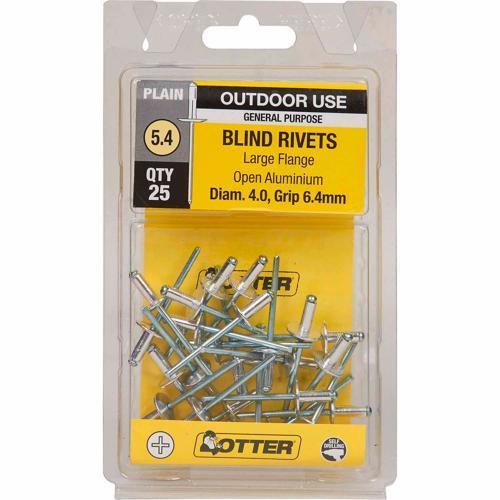 Otter Blind Rivets 5.4 Pack of 25 Aluminium RVLF40641