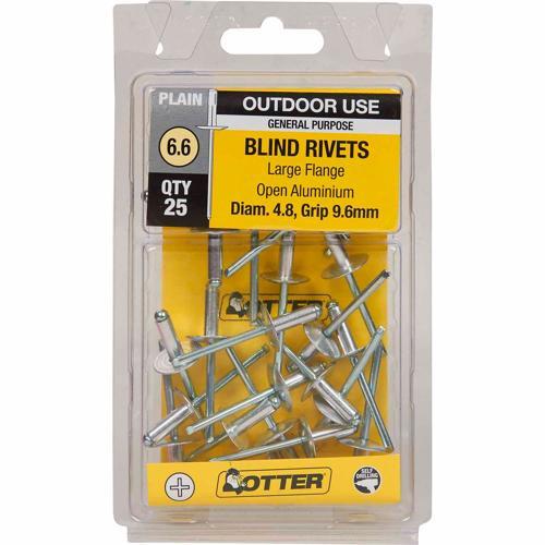 Otter Blind Rivets 6.6 Pack of 25 Aluminium RVLF48961