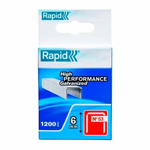 Rapid 53 Series 6mm Staples Galvanised Fine-Wire 1080 Pack Galvanised Pack of 1