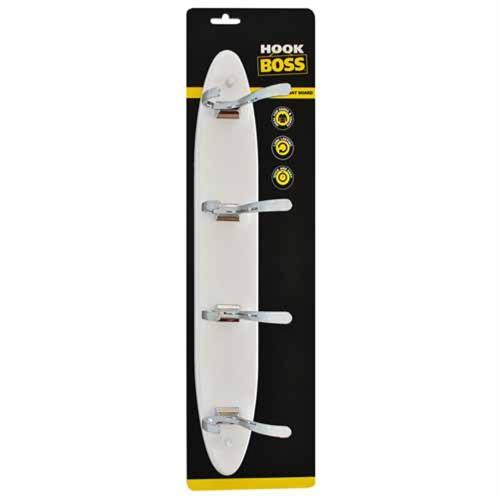 Hook Boss Hat And Coat Hook Board 450 X 72mm White