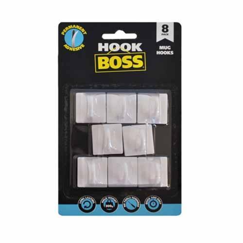 Hook Boss Self Adhesive Mug Hooks 25 X 25mm Pack of 8