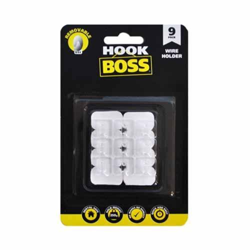 Hook Boss Removable Wire Holders 9 Pack Clear Pack of 9