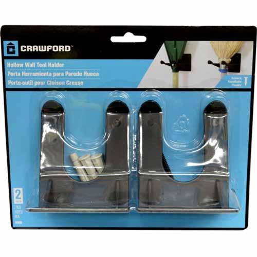 Crawford Hollow Wall Double Prong Hooks 100mm Black Pack of 2