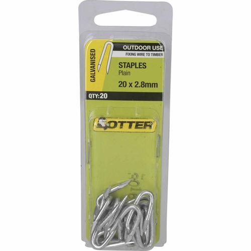 Otter Plain Staples 20 X 2.8mm Galvanised Pack of 20