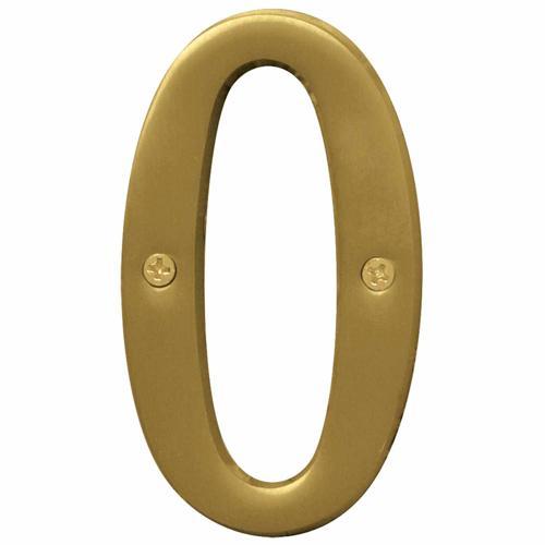 HY-KO Letterbox Number 0 102mm Brushed Brass Finish