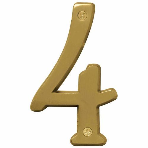 HY-KO Letterbox Number 4 102mm Brushed Brass Finish